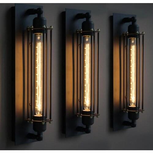 Industrial Wind American Village Retro Loft Creative Iron Bedroom Bar Cafe Aisle Terrace Outdoor Wall Light Black Antique lamp
