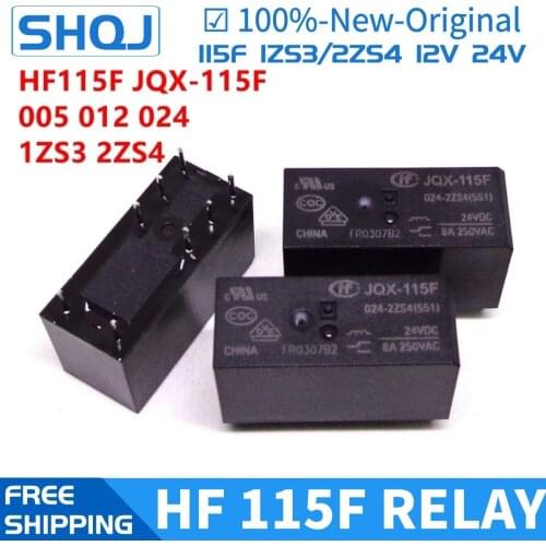 10PCS HF relay HF115F JQX-115F 005 012 024 2ZS4 551 8A 2CO 5V 12V 24V relay 100% new and original