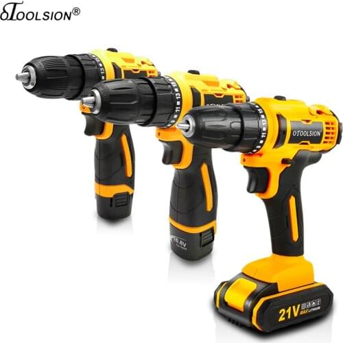 OTOOLSION New 12V 16.8V 21V Cordless Electric Drill Handheld Rechargeable Keyless Power Screwdriver Tools with 1500Mah Battery