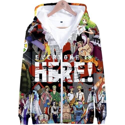 2020 3D Print ONE PIECE zipper Jacket Keep Hip hop Sweatshirt Closing sleeves Coat Hoodies Men/Women Streetwear Tops