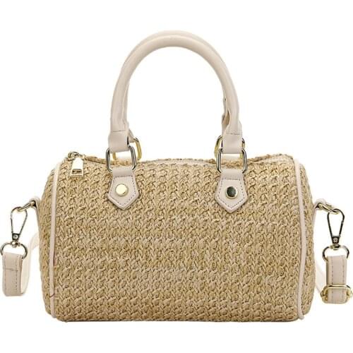 Aaby 2021 New Fashion PU Tote Bags For Women High Quality Straw Crossbody Bag Summer Portable Boston Bag