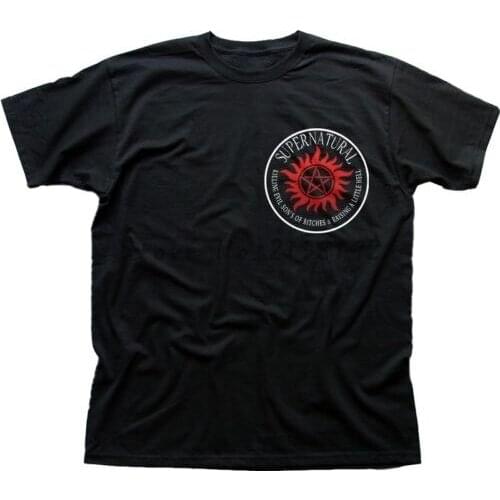 SUPERNATURAL WInchester Bros Wayward Sam Dean small logo men t shirt fashion cotton male t shirt brand