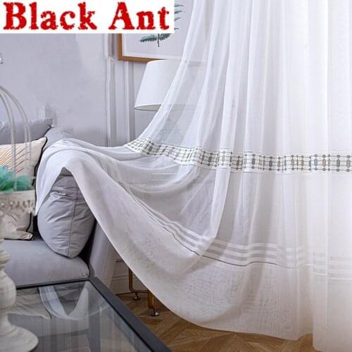 Light Luxury Nordic Tulle Curtain For Living Room Embroidery Window Screen Bay Bedroom Semi-Shading Window Blinds Drape X-JD824