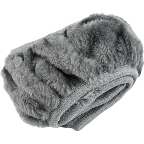 Warm Car Steering Wheel Cover 14.96" Grey Beige Natural Fur Universal Auto Interior Accessories for Winter