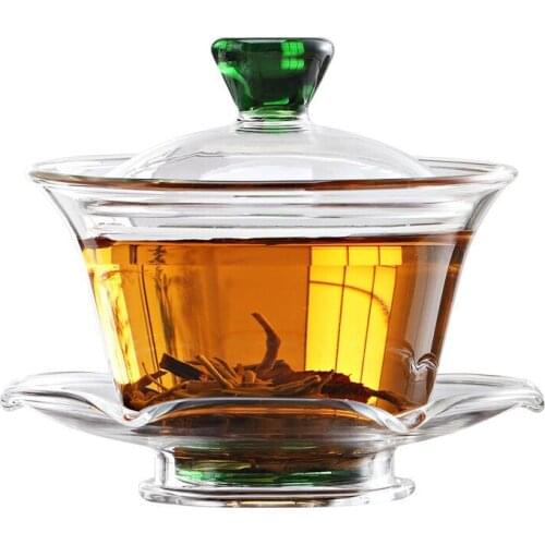 Heat Resistant Glass Tea Tureen Transparent Bowl Cup Dish Set Household Teaware