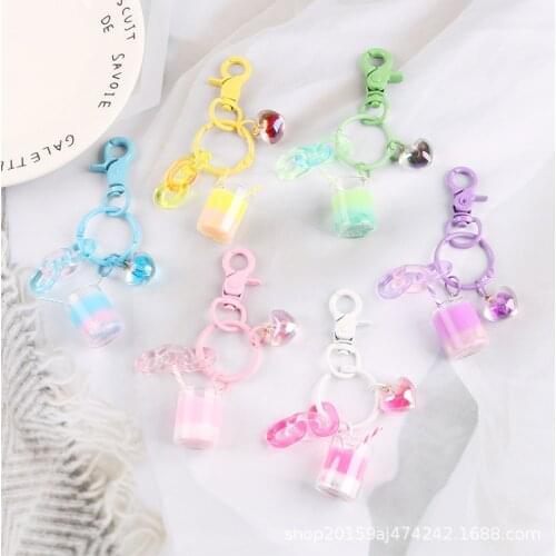 Fun Fashion Milk Tea Cup Three-dimensional Keychain Creative Small Fresh Trend Charm Keychain Cute Lady Bag Western Keychain