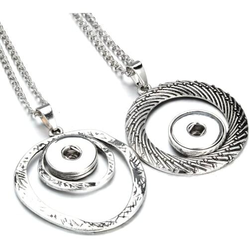 New Snap Jewelry Vintage Metal Snap Button Necklaces 18mm 20mm Snap Pendant Necklace For Women Girls DIY Button Jewelry Gift
