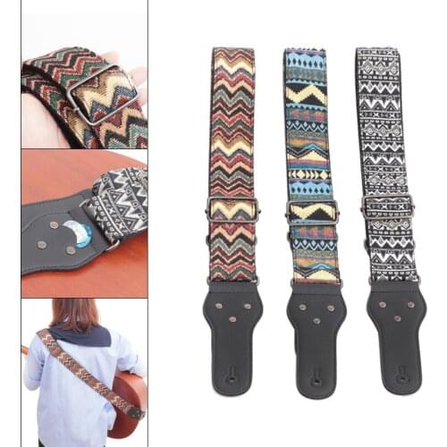 Vintage Flowers Stripes Bohemia Style Guitar Straps with Woven Embroidery Fabrics for Guitars Bass 3 Colors Optional