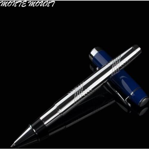 High quality Blue hat Perkin carving pattern Office business signature roller pen Nib metal Roller ball Pen Black 0.5mm Refill