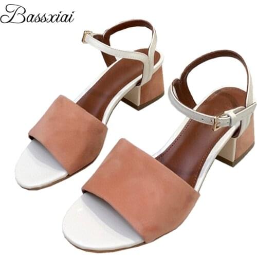 Summer 2021 Luxury Suede Womens Sandals Med Heel Ankle Strap Sexy Open Toe Concise Runway Shoes Zapatos Mujer
