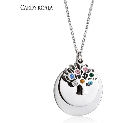 Cardy Koala Women Trendy jewelry Family Tree of Life with Birthstone Crystal Necklace