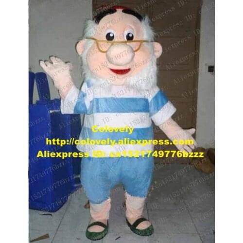 Lively Glass Old Man Mascot Costume Mascotte Captain Hook Peter Pan Adult With Big Red Hat White Bushy Beard No.2789 Free Ship