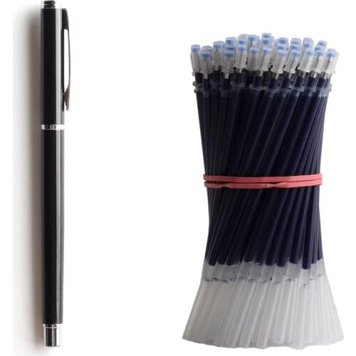 1+20Pcs/Set Metal Gel Pen With Gel Ink Refills Men Women Signature Business Writing Pens For Office School Stationery Supplies