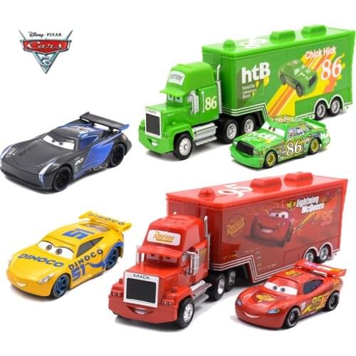 1:55 Disney Pixar Cars 3 Toys Lightning McQueen Mack Truck Strom Jackson Curz Diecast Metal Modle Figures Toys Gifts For Boy Kid
