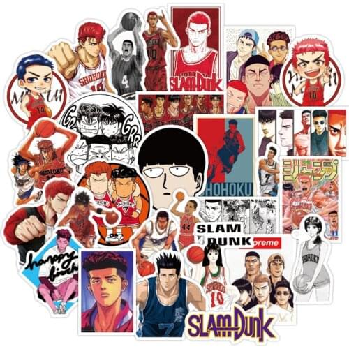 10/30/50/100pcs Classic Anime Slamdunk Waterproof Stationery Sticker PVC Skateboard Suitcase Luggage Laptop Sticker For Kid Toy