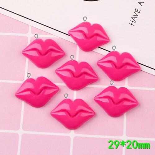 10pcs 29*20mm Fashion Kawaii cabochon red mouth lip charms women resin jewelry making material DIY craft ornament accessories