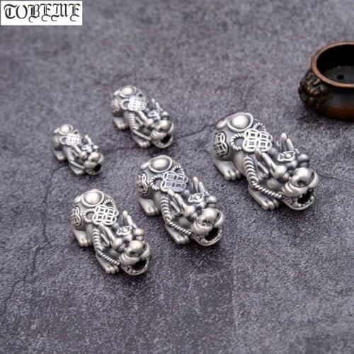 100% 3D 999 Silver Pixiu Beads Vintage Pure Silver Lucky Fengshui Beast Beads Wealth Pixiu Beads Powerful for wealth