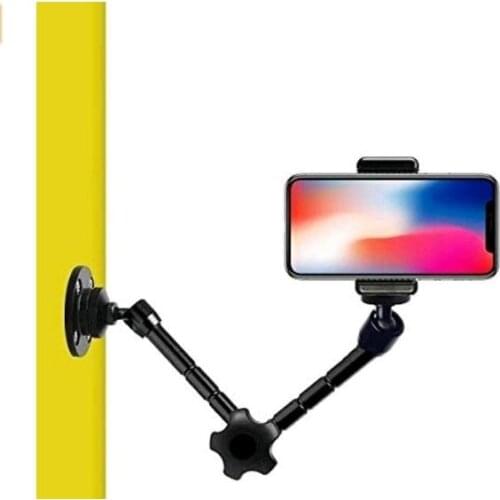 11 Inch Articulating Magic Arm Wall Mount Holder Stand and phone clamp for Camera LED Light, Video Lamp smartphone