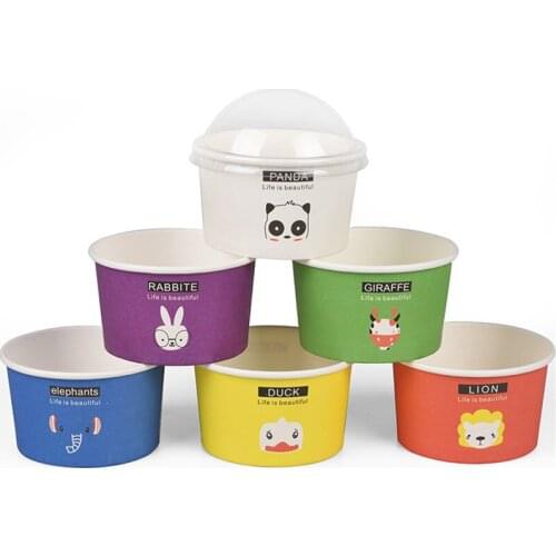 50pcs Creative disposable ice cream cup party birthday wedding favor cake baking decoration cartoon animal paper cup with lid