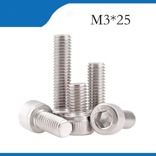 Free shipping M3*25 50pcs 304 stainless steel stainless nails hexagon socket head cap screw / diy screw,DIN912 bolt satinless
