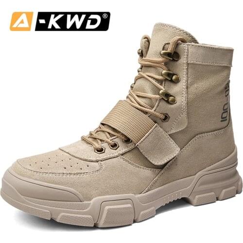 Fashion Leather Shoes Outdoor Boots Man Werkschoenen High TopsAutumn Desert Boots Black Sand Military Boot High Quality Men Boot