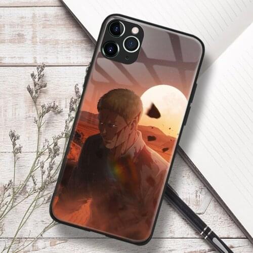 Reiner Braun Attack on Titan Anime Soft TPU Glass Phone Case for IPhone SE 6s 7 8 Plus X Xr Xs 11 12 Mini Pro Max Samsung Redmi
