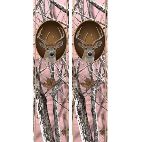 For x2 Whitetail Buck Deer "Pink Snowstorm" Hunting Camo Truck Bed Band Decal Graphic