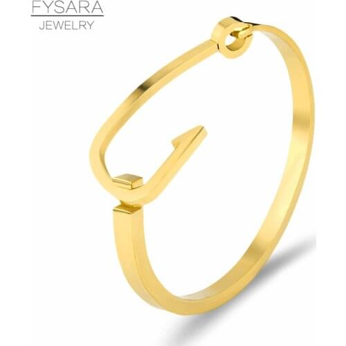 FYSARA Crime Punk Big Fish Hook Bracelets & Bangles For Men Jewelry Accessories Brand Gold Lover Cuff Bangles Uninsex Manchette