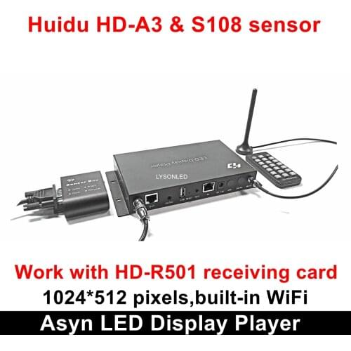 Huidu HD-A3 Built-in WiFi Asynchronization Full Color LED Video Card RGB Controller S108 Sensor Box