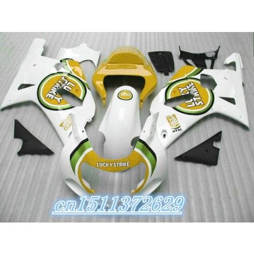Dor-Hot Fairing kit for suzuki GSXR600 GSXR750 K1 2001 2002 2003 GSXR600 750 01 02 03 yellow white LUCKY STRIKE fairings set