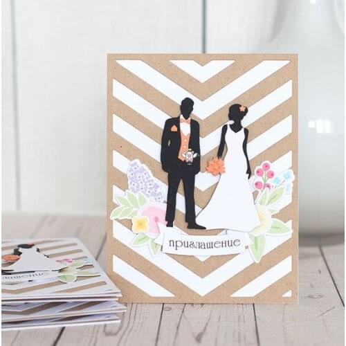 Mmao Crafts Metal Steel Cutting Dies Bride and groom wedding dress Stencil For DIY Scrapbooking Paper/photo Cards Embossing Dies