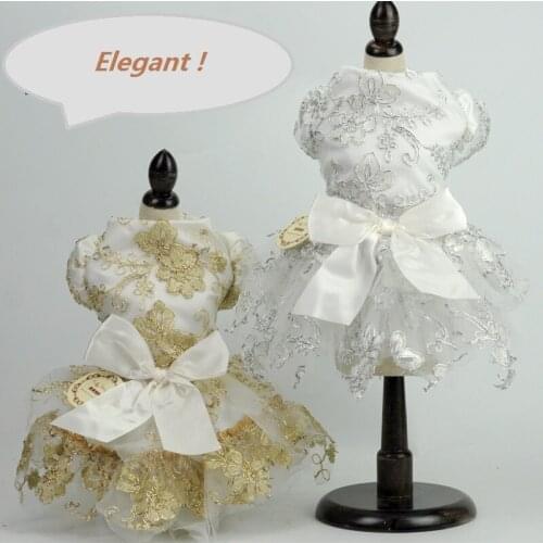 Fashion Lace Princess Pet Dog Wedding Dresses Pet Tutu Skirt Puppy Cat Dress Pet Apparel with embroidery XS-XL teddy