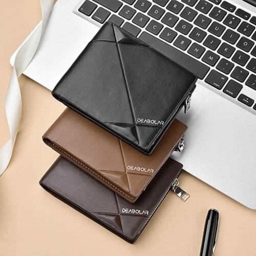 New mens wallet short horizontal wallet three-fold zipper personalized business mens multifunction wallet