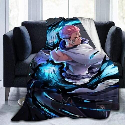 Anime Blanket Jujutsu Kaisen Flannel Blanket Itadori Yuji Throw Blanket Super Soft Lightweight Bedroom Living Room Blanket