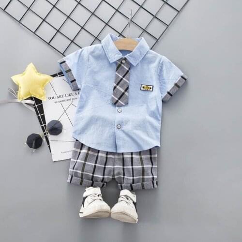Newborn Baby Boy Girl Clothes Childrens Clothes Baby Shirt Tie Summer 2-Piece Set 1-3 Years Old