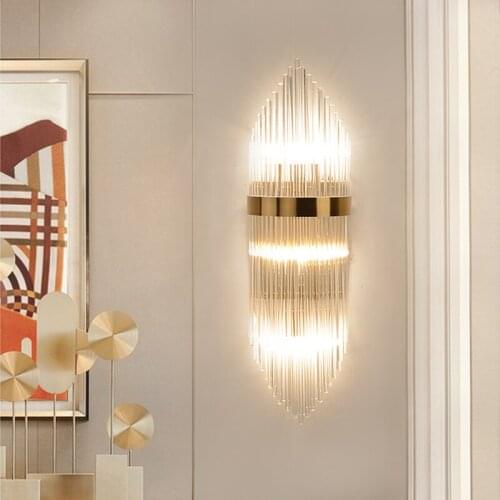 Postmodern Crystal Wall Lamp Hotel Bedroom Bedside Glass Lamp European Living Room Wall Light Aisle Stair Bathroom Mirror Lights
