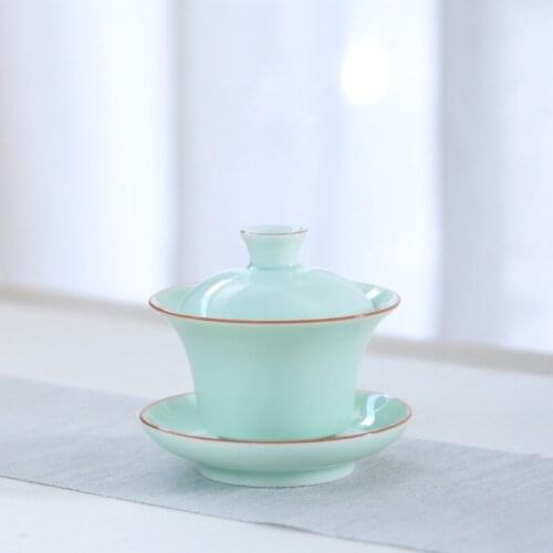 Handpainted Big Bowl Gaiwan Blue Lotus Tea Tureen Jingdezhen Puer Kettle Chawan Tea accessories Gaiwan Anti-hot PorcelainGaiwan