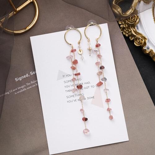 New Bohemian Handmade Colorful Irregular Stone Tassel Long Drop Earrings For Women Fashion Statement Dangle Pendientes Korean