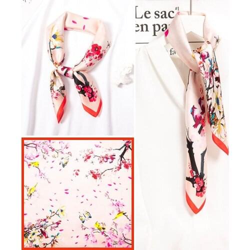 65x65cm Silk Square Scarf Women Handkerchief Print Fashion Bandana Femme Foulard Real Pure Silk Hair Wrap Headscarf Bufandas