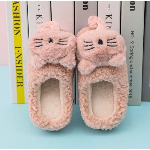 Winter Kids Slippers Toddler Boys Indoor Shoes Baby Girl Cotton Flip Flops Fur Slides Warm Home Cartoon Cat Children Slippers