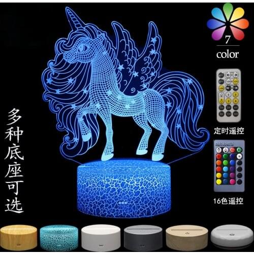 Disney Unicorn Series 3D Table Lamp Visual Stereo Colorful Night Light LED Light Creative Gift Birthday Gift Atmosphere Light