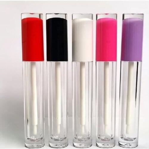 5ML Lipgloss Tubes Pink Purple Red White Clear Cosmetic Lip Gloss Wand Tubes Soft Brush Applicator Lip Gloss Containers
