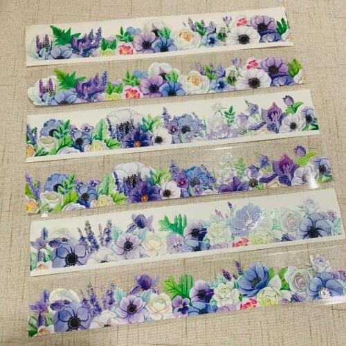 Vintage Purple Flower Washi Tapes Bullet Journal Masking Tape Adhesive Tape DIY Scrapbooking Washi Stickers