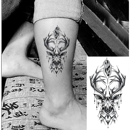 Waterproof Temporary Tattoo Stickers Deer head Totem fake Tatto Flash Tatoo Tatouage Body Art Hand Back Foot for Girl Women Men