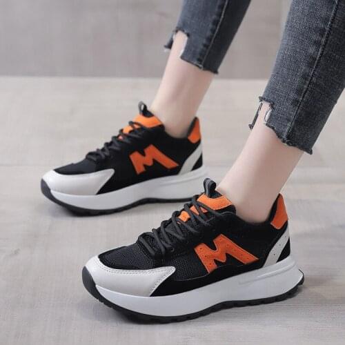 2021 Sneakers for Woman Mesh Breathable Vulcanized Autumn Womens Casual Flats Ladies Tennis Shoes Female Wedges Walking Shoes
