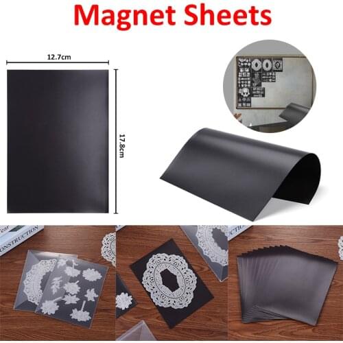 1/10pcs 0.3/0.5mm Thickness Magnet Sheet Rubber Flexible Soft Black Mat For Organizing Cutting Dies One Side Adhesive