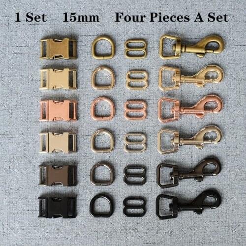 1 Set 15mm Metal D Ring Snap Hook Adjustable Release Buckle DIY High Quality Hardwa Dog Collar and Leash Accessories 4JT15mmB06