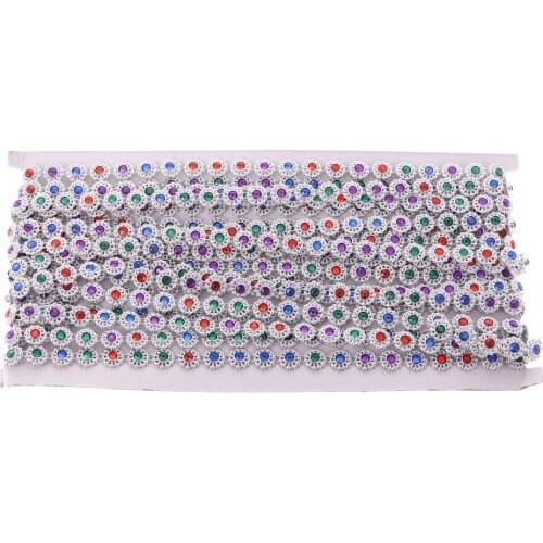 10 Yards Flower Shape Rhinestone Beaded Chain Ribbon Trim Sewing Decor Embellishment