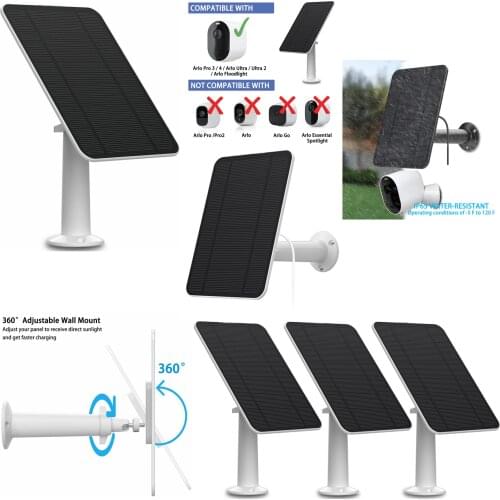 4W 6V Solar Panel Charging for Arlo Pro 3/Pro 4/Arlo Ultra/Ultra 2/Floodlight