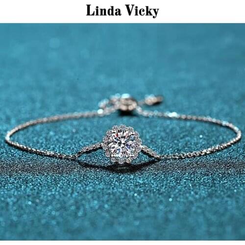 925 Sterling Silver Bracelet 100%Real Moissanite 2021 Women Hand Chain Luxury Wedding Jewelry 1ct Diamond Bangles Adjustable